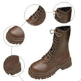 thumbnail image 7 of UngA Womens Combat Boots Style Mid-Calf Boots Lace Up Side Zipper Womans Boots Brown,Size 7, 7 of 7