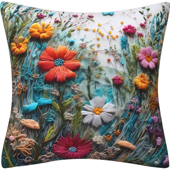 Vintage Natural Flower Bouquet Art Design Square Pillowcases for Home Decor Sofa Car Bedroom Pillowcase