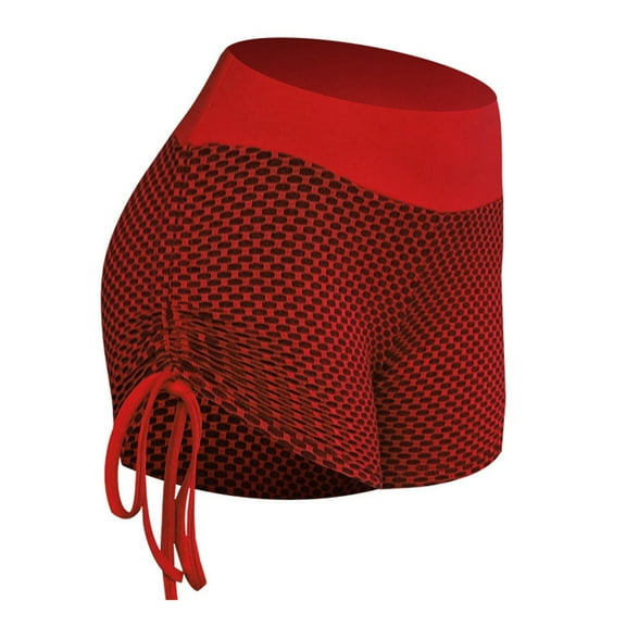 SDFGTstore Women High Waist Sports Shorts Honeycomb Butt Lift Ruched Drawstring Leggings