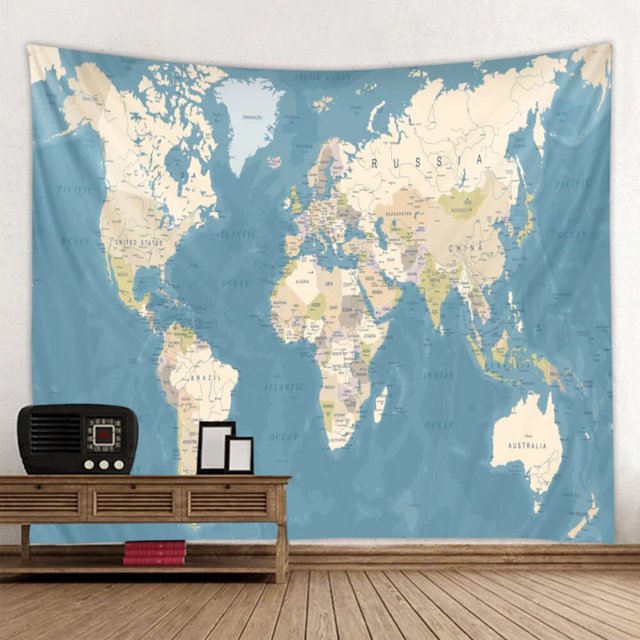Tapiz de impresión de mapa del mundo súper grande HD, suave y fácil de cuidar para decoración de pared, tela colgante