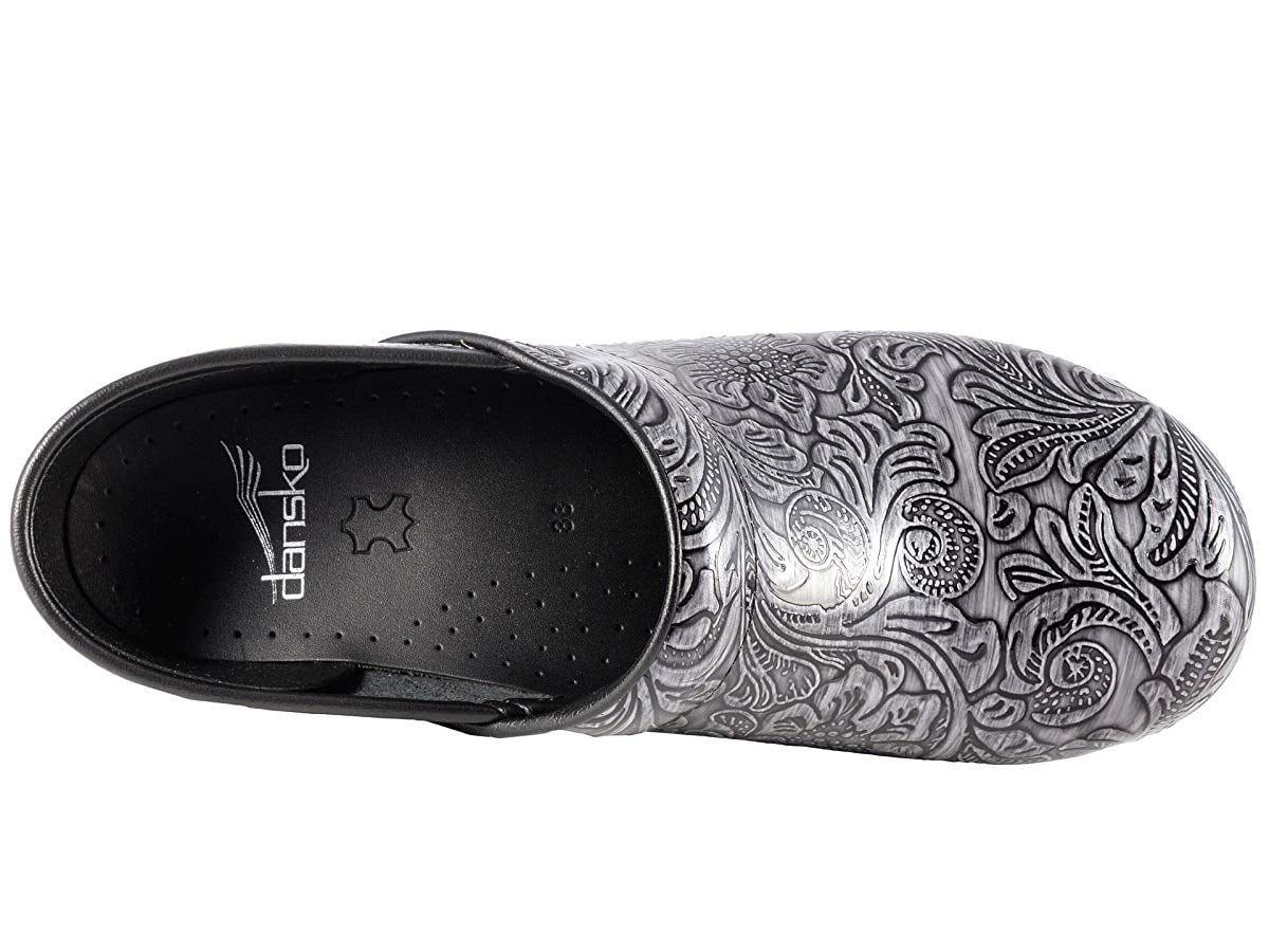 dansko professional grey tooled patent