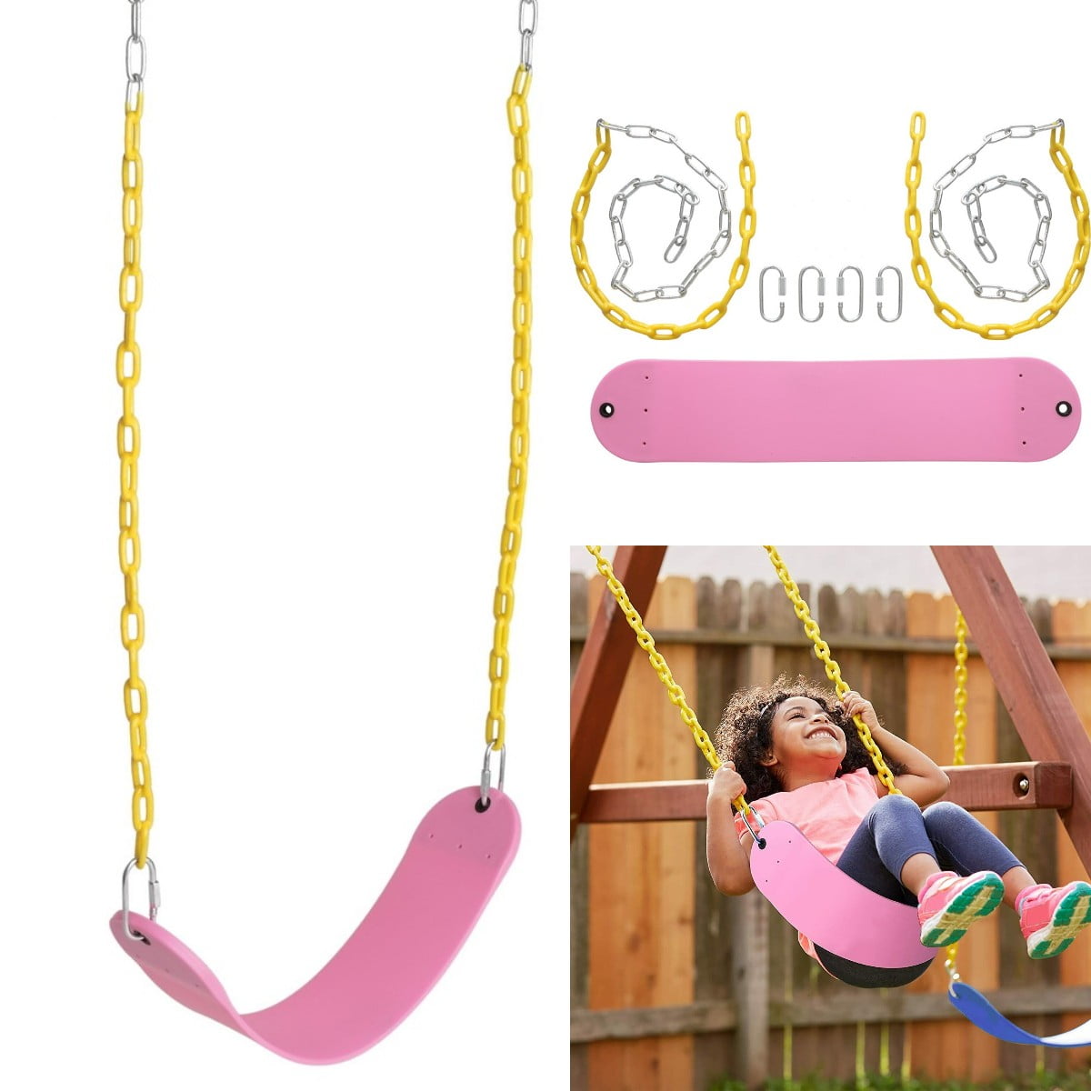 2X Swings Seat Outdoor Playground Swing Set Replacement Accessories for Kids US 