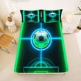 thumbnail image 5 of Erosebridal Soccer Ball Games Kids Queen Sheet Sets,Neon Green Football Court Bed Set For Football Lovers 4-Piece, 5 of 6