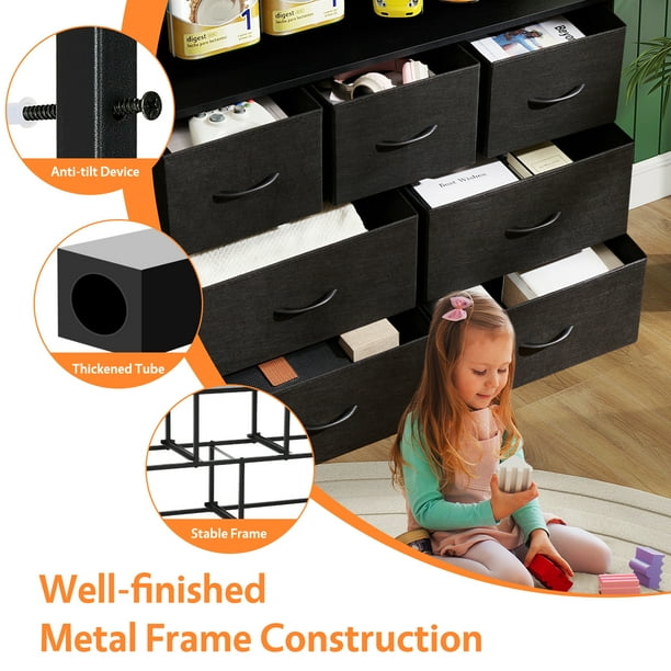 7-Drawer Fabric Dresser - Oak dressers for interior design