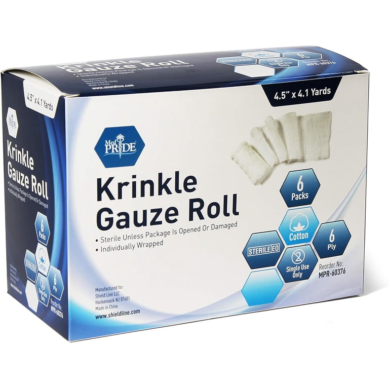 MedPride Sterile Krinkle Gauze Rolls, 4.5" x 4.1 Yards, 6-Pack photo 6