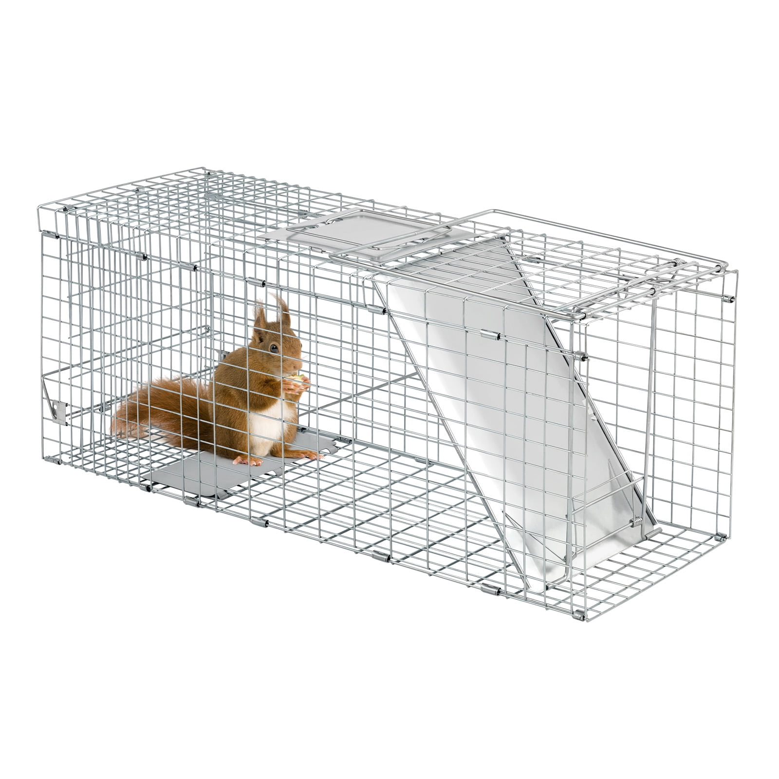 UBesGoo Heavy Duty Animal Trap, 32" Humane Cage with Secure Handle for Raccoons, Folding Metal Design, White