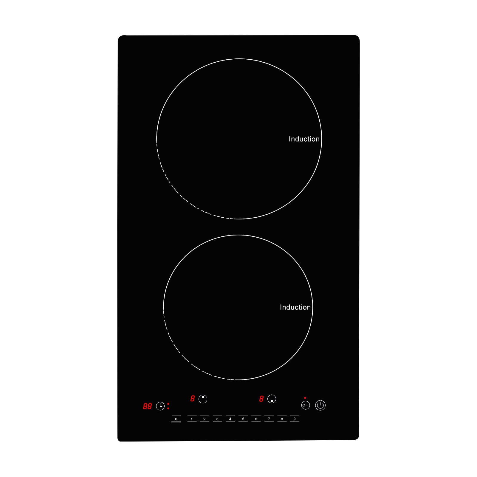 12 Inch 2-Burner Induction Cooktop, 1800W Built-in Electric Stove with 9 Power Levels, Touch Screen LED Display, Child Lock and Overheat Protection for Safe Cooking