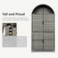 thumbnail image 3 of Armoire de Rangement Extérieure en Osier Arquée de 72 Pouces, Remise de Rangement Verticale en Rotin d'Extérieur à 4 Portes avec Tablettes Ajustables, Porte-Serviettes d'Extérieur pour Jardin, 3 of 5