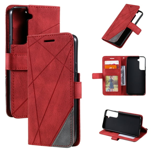 ELEHOLD Leather Wallet Case for Samsung Galaxy S23 with Card Holders Kickstand Function Magnetic Clasp Flip Folio Purse Case for Samsung S23 6.1",Red