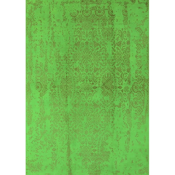 Ahgly Company Indoor Rectangle Oriental Green Industrial Area Rugs, 5' x 7'