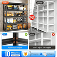 thumbnail image 5 of 63" H x 28"W Metal Garage Shelving Unit, 5-Tier Heavy Duty Garage Storage Shelves, 3000 lbs Adjustable Industrial Shelving, Standing Shelf for Warehouse, Kitchen, Basement, Double-Layer Columns, 5 of 12
