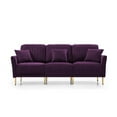 thumbnail image 4 of 3 Piece Living Room Sectional Sofa Sets, Modern Upholstered Couch Furniture, Sectional Sofa Couch Include 3 Seater Sofa, 2 piece Loveseat and 7 throw pillows,Purple, 4 of 7