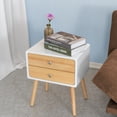 thumbnail image 4 of Modern 2-Drawer 19.7" Tall Accent Nightstand with Pine Wood Legs 1PC, 4 of 5