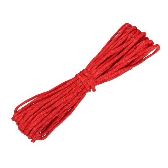 Uxcell Reflective Paracord Rope, 7 Strand Fluorescent Paracord Rope, 4 mm 49 ft for Camping Hiking (Red)