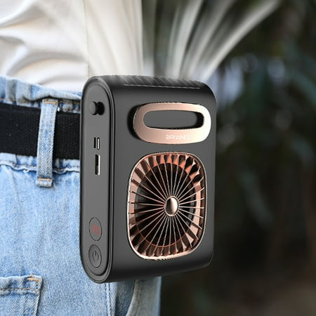 

Christmas Savings Feltree Lighting Portable Waist Fan 6000mAh Battery Personal Necklace Fan 2 In 1 USB Rechargeable Fan And Power Bank Small Cooling Fan Clip On Belt For Working Outdoor