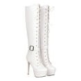 thumbnail image 2 of Bnwani Women Boots Footwear Fall Winter Knee-High-Heel Knee-High Proof Strap Boot White Size 6.5, 2 of 4