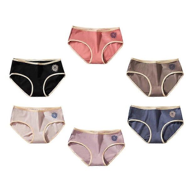 Basic Briefs Adorable Cotton Underwear Comfortable Soft Briefs Mid-Waist L 6Pcs