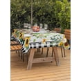 thumbnail image 2 of Outdoor Tablecloth with Umbrella Hole and Zipper, Sunflower Gnomes Rectangle Table Cloth 54x80 Inch Waterproof Tablecloth, Spring Farmhouse Country Daisy Leaf Plaid Picnic Table Cover for Patio, 2 of 7