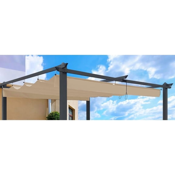 Retractable Pergola Canopy Waterproof, Pergola Replacement Canopy for 10x13 FT Pergola, and Sun-Protection Pergola Shade Cover for Shade and Rain (Khaki)