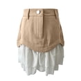 thumbnail image 4 of Arlun Summer Two-Piece Patchwork Mini Skirts Women High Waisted Ruffle Layered Stitching Short Skirt with Pockets 2026 Fashion Asymmetric Bodycon Skirts Casual Wear Beige L, 4 of 5
