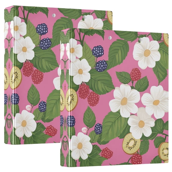 FORMRS 3 Ring Binder 1.5 inch with Pockets Set of 2 Clip Board 200 Sheets Capacity, White Flowers