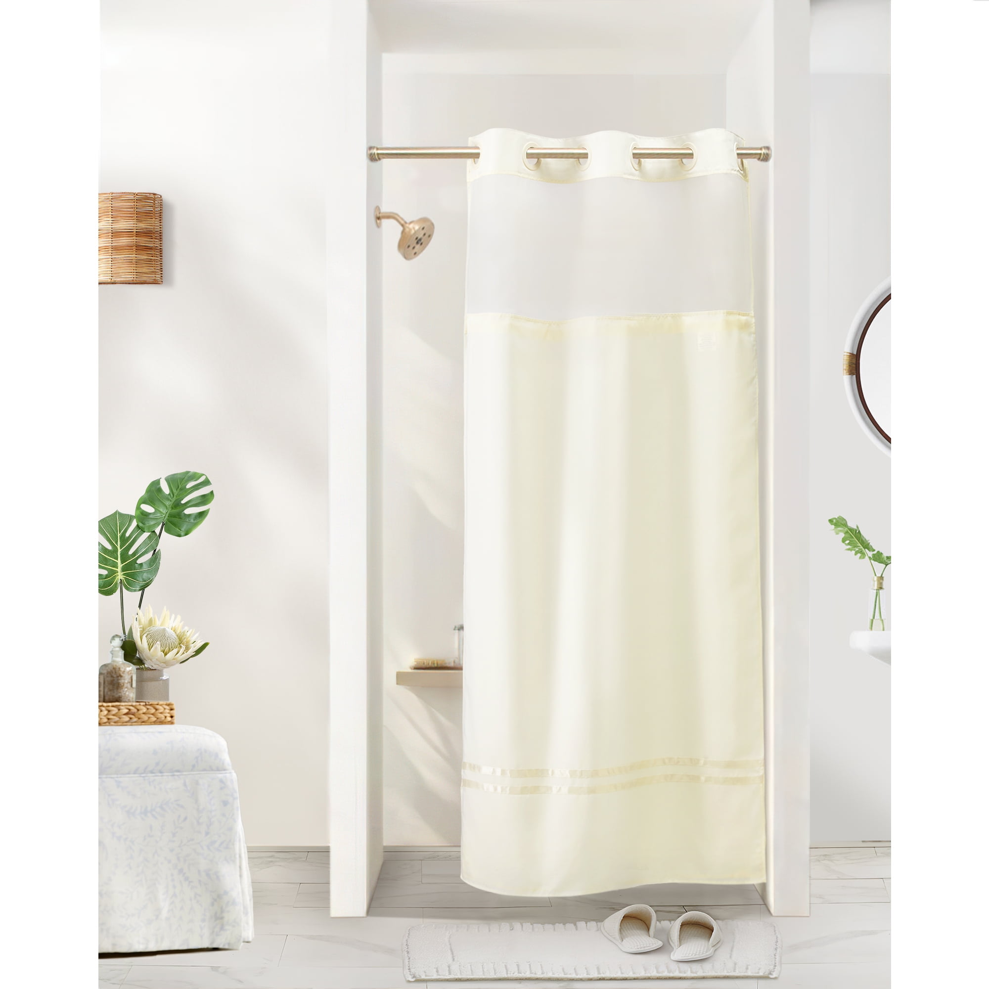 Barossa Design Small Stall Shower Curtain Set No Hook Required, Satin