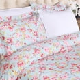 thumbnail image 4 of 300 Thread Count 100% Cotton Floral Duvet Cover & Pillow Shams Set, Full/Queen, Light Blue - Blue Nile Mills, 4 of 6