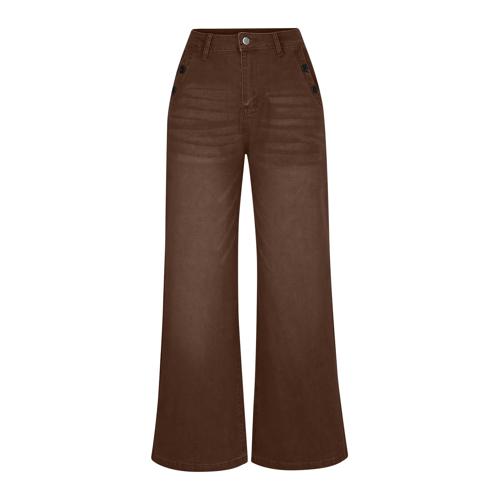 Vintage Jeans for Women Solid High Waited Baggy Wide Leg Jeans Y2K Streetwear Loose Fit Denim Pants with Pockets