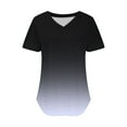 thumbnail image 4 of Olyvenn Women's Flowy Shirts Short Sleeve Shirt V-Neck Pleated Front Tunic Blouse Loose Fit Dressy Casual Tee Shirts Gray M, 4 of 5