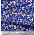 thumbnail image 3 of Soimoi Blue polyester Crepe Fabric Colorful Butterfly Print Sewing Fabric Yard 52 Inch Wide, 3 of 5