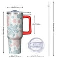 thumbnail image 2 of Blue and Pink Christmas Snowflake Pattern Tumbler with Handle and Lid,40oz Double Wall Vacuum Insulated Tumbler,Cups Gift for Women and Men, 2 of 7