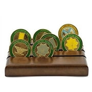 DECOMIL Military Challenge Coin Holder Stand Walnut Wood 4 Rows Small