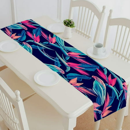 

ABPHQTO Tropical Flower Plant Leaf Table Runner Placemat Tablecloth For Home Decor 14x72 Inch