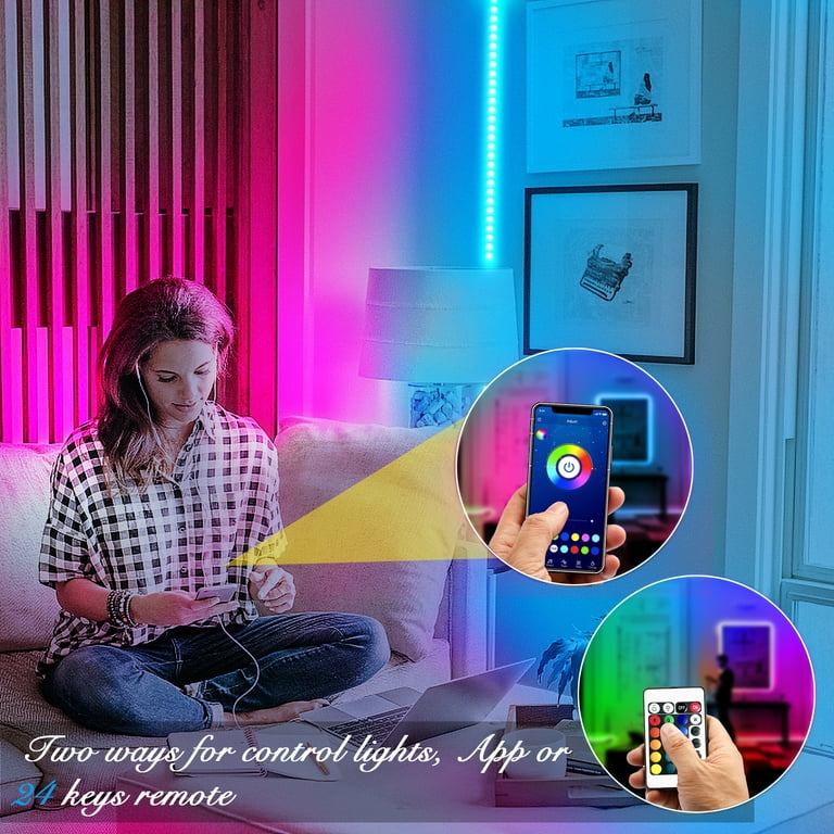 Govee Smart RGBIC LED Strip Lights 65.6ft, Alexa LED Light Strip Work with  Google Assistant, Music Sync, DIY Multiple Colors on One Line, WiFi Color
