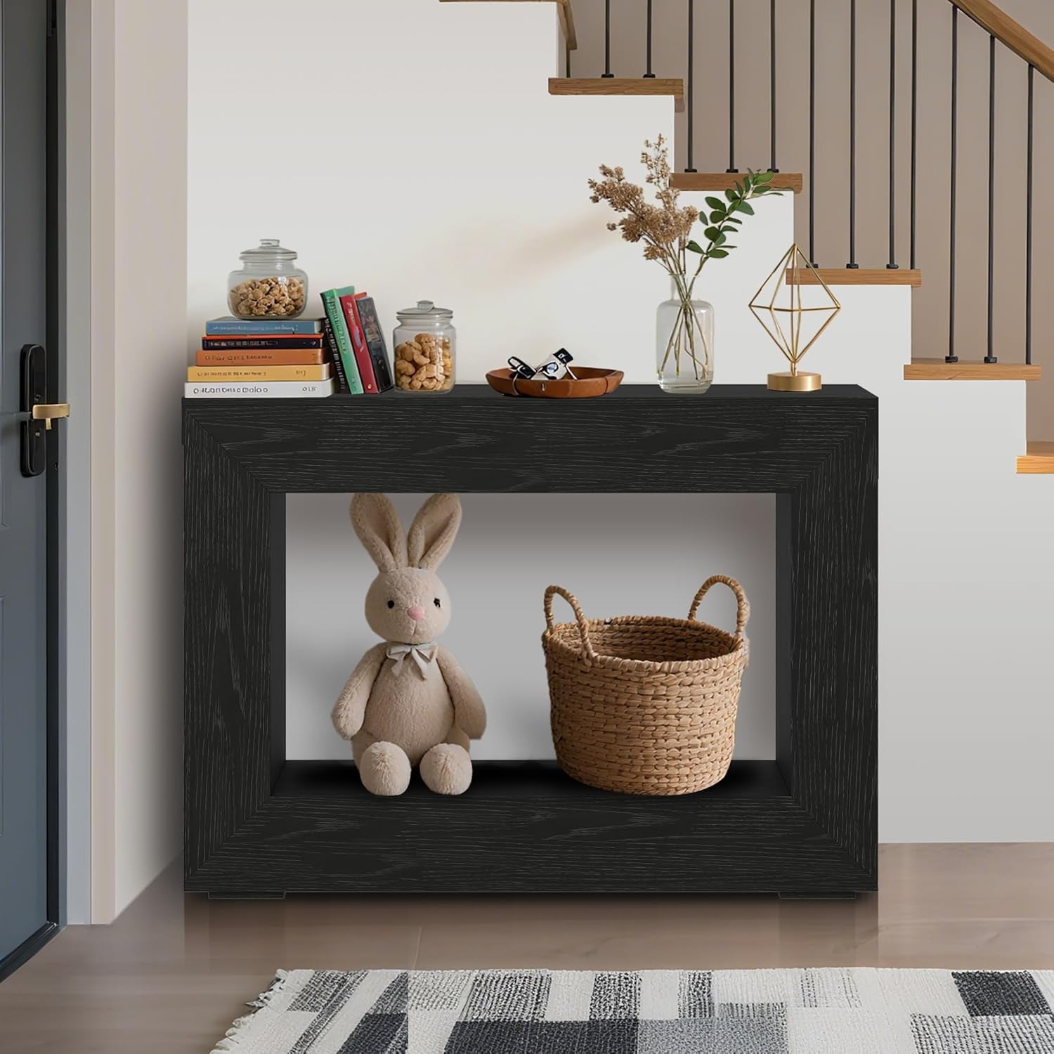 QinaQin Farmhouse Console Table for Entryway,Wooden Sofa Side Table with Storage,Rustic Accent Hallway Furniture,Walnut