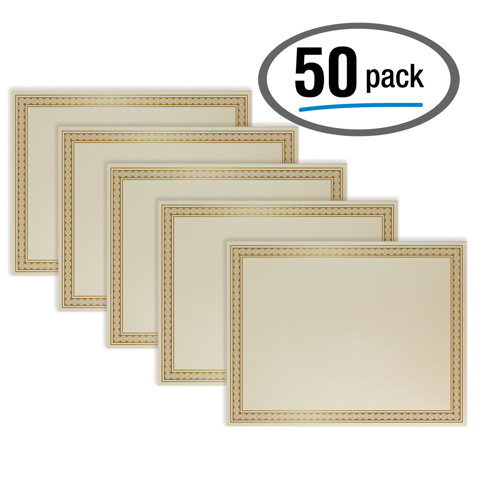 Better Office Products Ivory Paper Certificate with Gold Foil Border, 8.5" x 11", 50 Pack