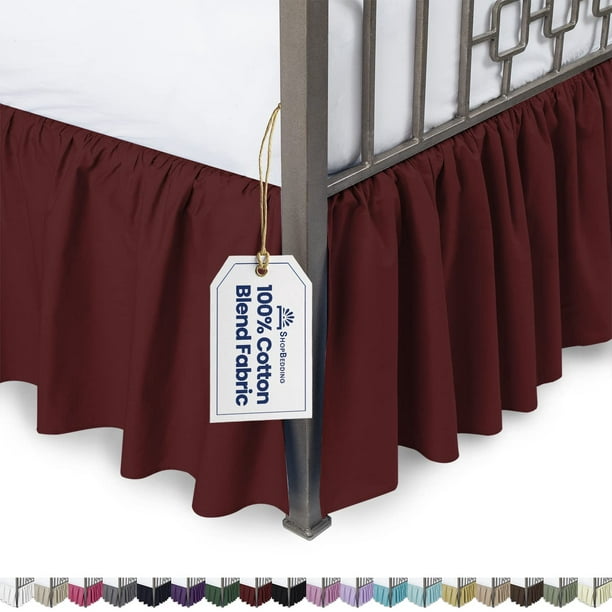 Ruffled Bed Skirt with Split Corners Day Bed, Burgundy, 18" Drop