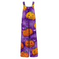 thumbnail image 4 of Halloween Jumpsuits for Women Bat Ghost Wide Leg Backless Spooky Rompers Skull Castle Sleeveless Funny Overalls, S, 4 of 5