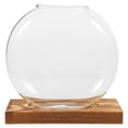 thumbnail image 1 of Miangastore Hydroponic Glass Vase For Indoor Plants Water Propagation Station Terrarium Container With Wooden Base For Desktop Or Window Display, 1 of 8