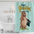 thumbnail image 3 of Happy Groundhog Day Shower Curtain, Waterproof Shower Curtains for Bathroom, Green Hat Spring Animals Mint Green Washable Fabric Bathtub Curtain Set Bath Decor with 12 Hooks 72"x78", 3 of 8