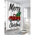 thumbnail image 3 of Merry Christmas Small Stall Shower Curtain, Waterproof Shower Curtains for Bathroom, Winter Xmas Red Black Plaid Truck Holiday Washable Fabric Cloth Bath Curtain for Bathtub with Hooks 36x78 Inches, 3 of 6