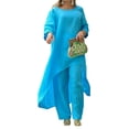 thumbnail image 1 of 2pcs/set Loose Solid Two Piece Sets Loose Pants Suit for Shopping (Blue S), 1 of 7