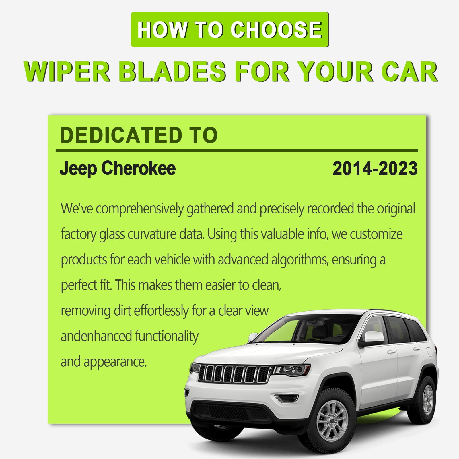 FARRLADI Silicone Windshield Wipers Replacement for Jeep Cherokee 2014-2023,Original Equipment Automotive Replacement Wiper Blades - 26"+18"+14"(3 Pack)