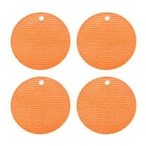 Uxcell Trivets for Hot Dishes 6 Inch, 4 Pcs Silicone Hot Pads Pot Holder Heat Resistant Silicone Trivets Mat Round Silicone Mat Non Slip for Kitchen Countertops, Orange