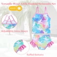 thumbnail image 4 of Girls 3-Piece Swimsuit Kids Bathing Suits Tankini Set Long Sleeve Rash Guard Swimwear for Girls 3-10Y, 4 of 6