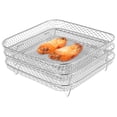 thumbnail image 3 of Air Fryer Racks Three Layer Stackable Dehydrator Racks Stainless Steel Square Air Fryer Basket Tray Air Fryer Accessories Fit for 5.8QT Air Fryer and 7.5L-8L Square Air Fryer, 3 of 8