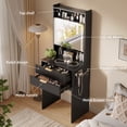 thumbnail image 4 of UGTOO 3-in-1 Foldable Vanity Desk with LED Lights & Charging Station, Black Makeup Table with Mirror, 2 Drawers Space-Saving Dressing Table for Small Bedrooms (21.6"L), 4 of 12