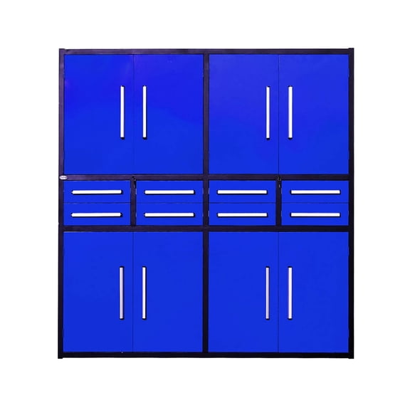 7ft Garage Storage Cabinet,8 Drawers, 4 Cabinets,Blue