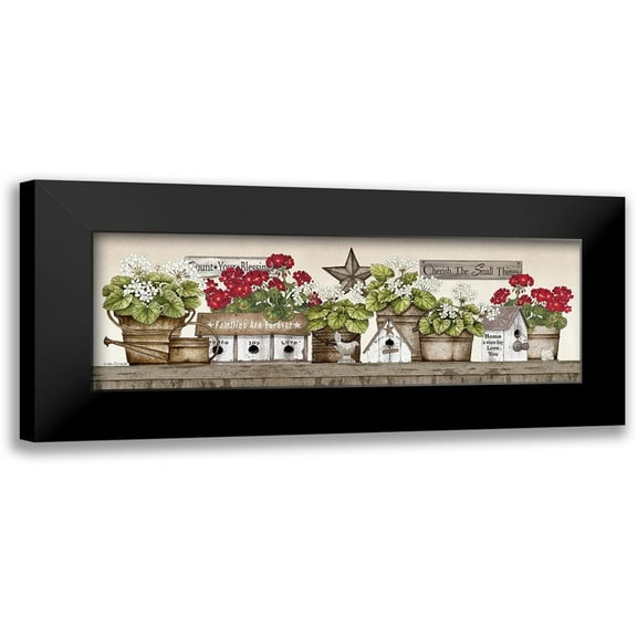 Spivey, Linda 14x7 Black Modern Framed Museum Art Print Titled - Geranium Shelf