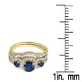 thumbnail image 3 of Dazzlingrock Collection 10K Blue Sapphire & White Diamond Ladies 3 Stone Bridal Engagement Ring Set, Yellow Gold, Size 7.5, 3 of 5